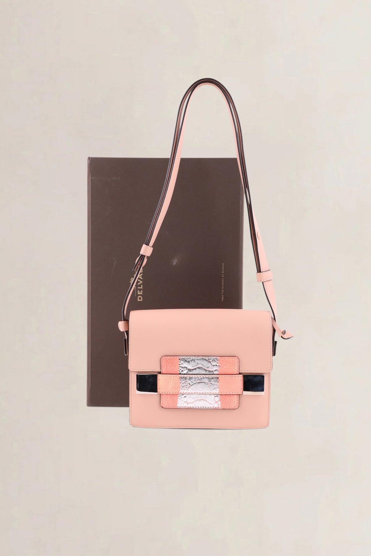 Delvaux Nude Pink Madame Mini Polo Patte Autruche Crossbody Bag