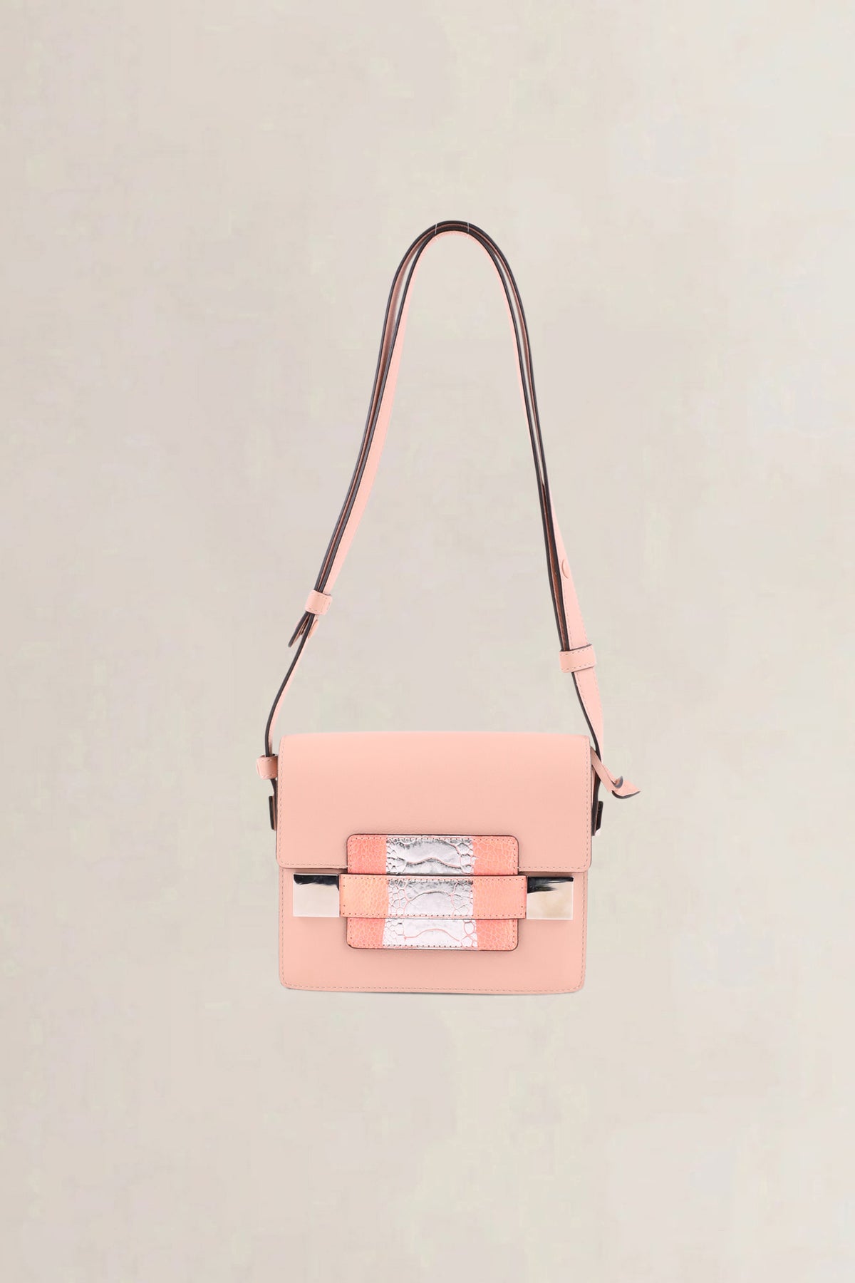 Delvaux Nude Pink Madame Mini Polo Patte Autruche Crossbody Bag