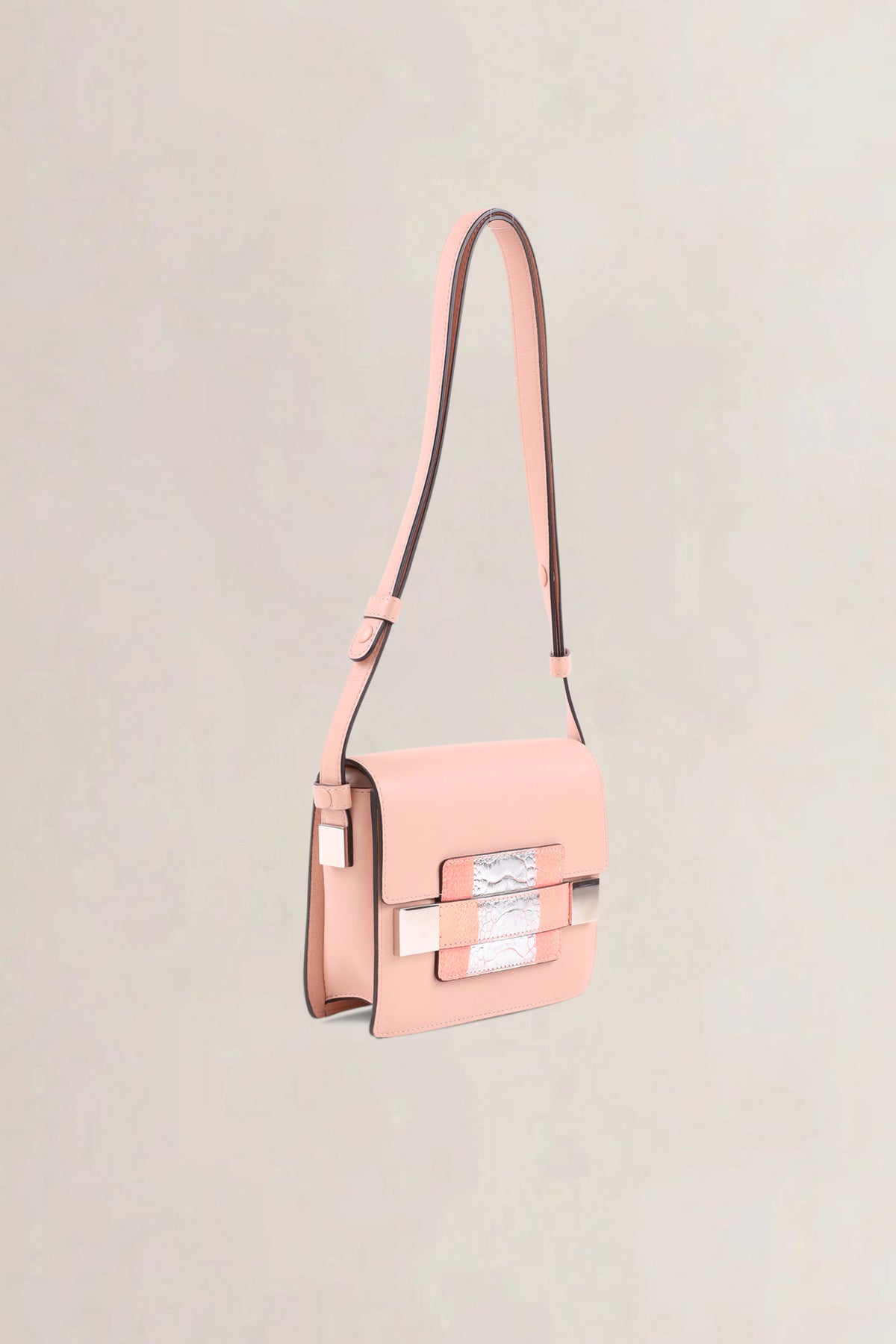 Delvaux Nude Pink Madame Mini Polo Patte Autruche Crossbody Bag