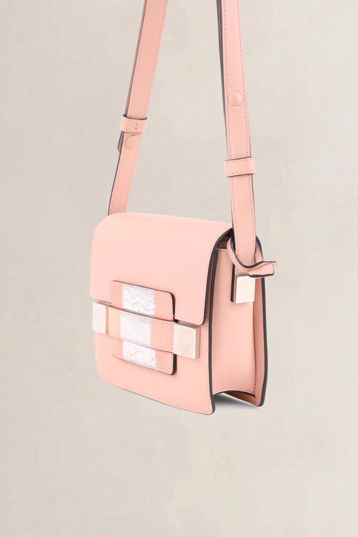 Delvaux Nude Pink Madame Mini Polo Patte Autruche Crossbody Bag