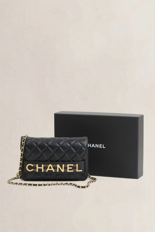 Chanel Black Enchained Quilted Calfskin Flap Wallet On Chain