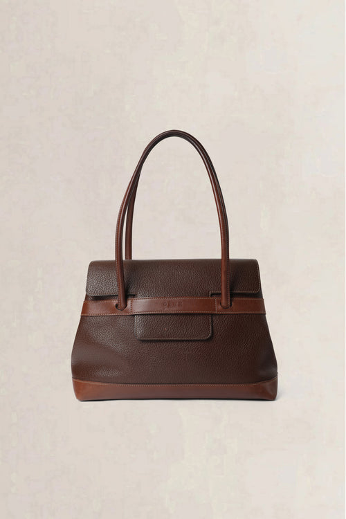 Deux de Delvaux Brown Jumping Calf Shoulder Bag
