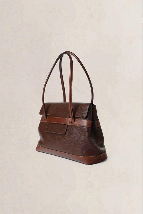 Deux de Delvaux Brown Jumping Calf Shoulder Bag