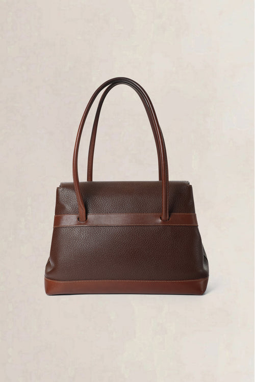 Deux de Delvaux Brown Jumping Calf Shoulder Bag