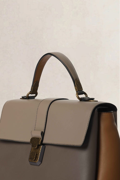 Bottega Veneta Grey & Brown Piazza Small Crossbody Bag