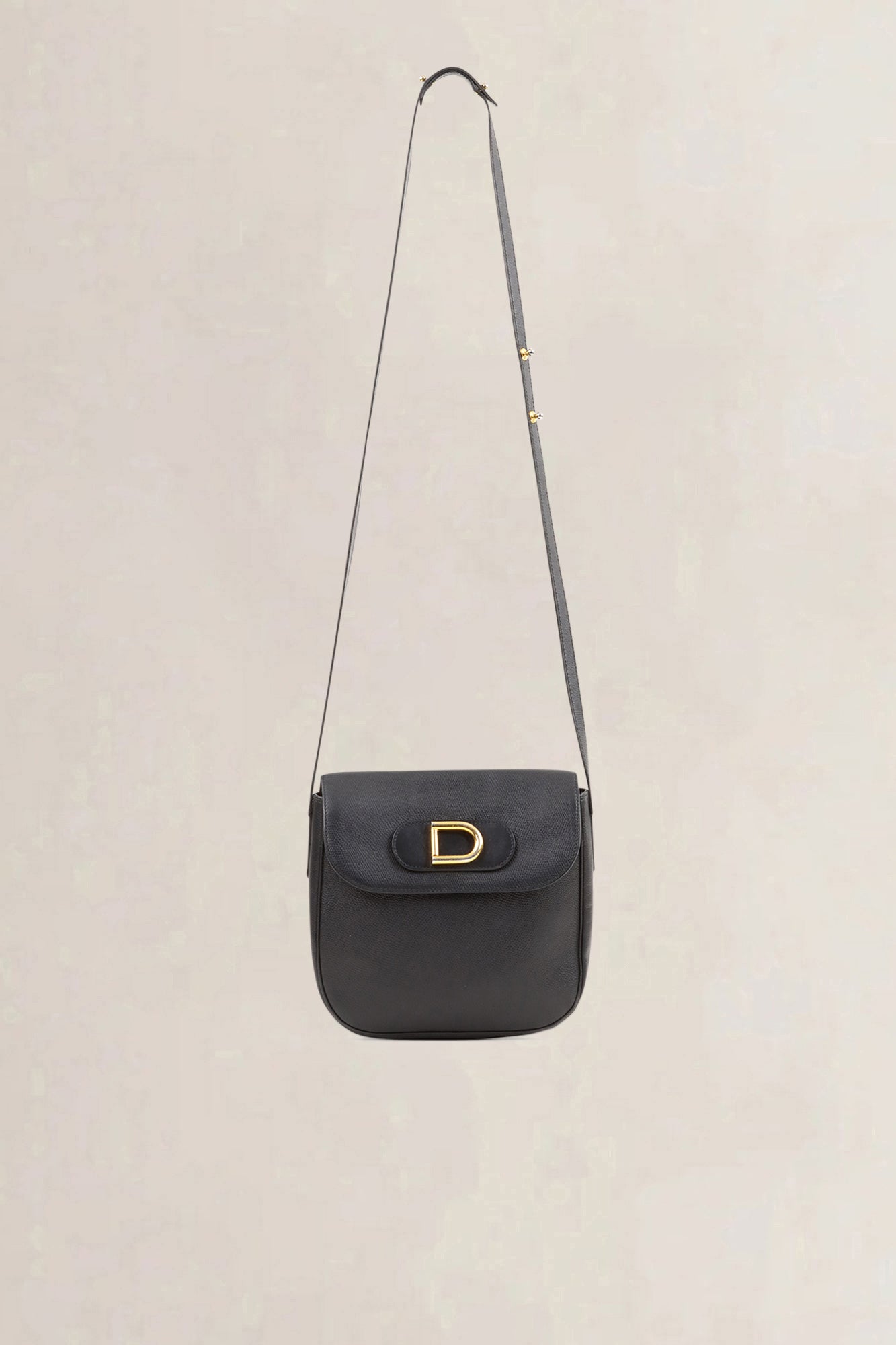 Delvaux Black Leather "D" Crossbody Bag