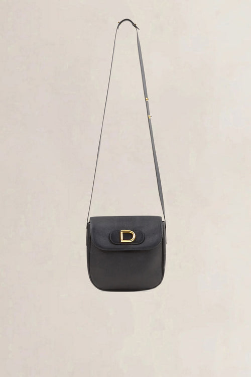 Delvaux Black Leather "D" Crossbody Bag