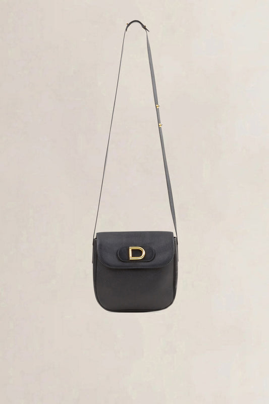 Delvaux Black Leather "D" Crossbody Bag