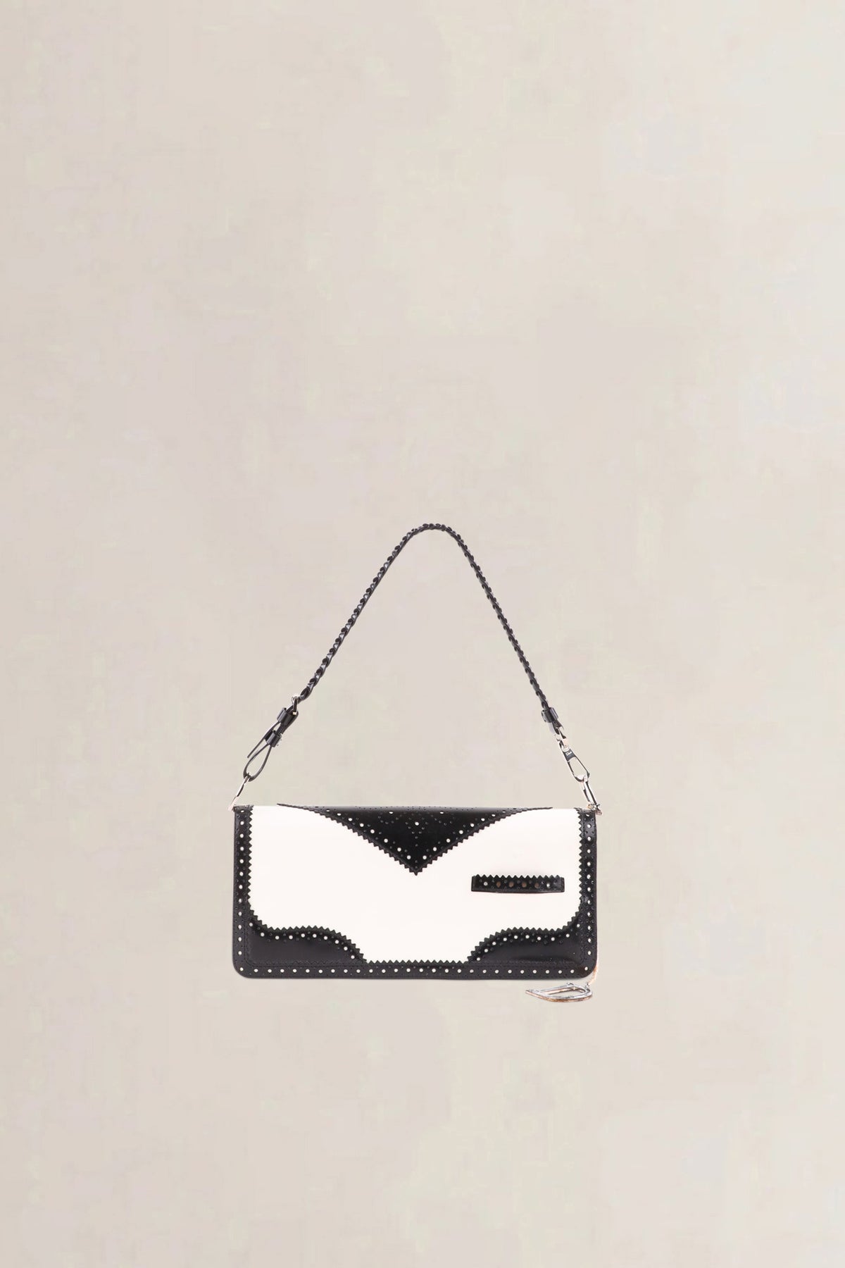 Christian Dior Black & White D-Trick Patent Shoulder Bag