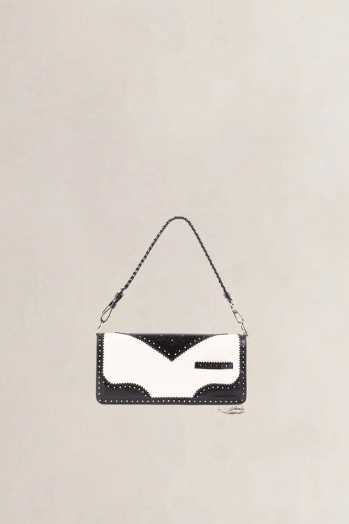 Christian Dior Black & White D-Trick Patent Shoulder Bag