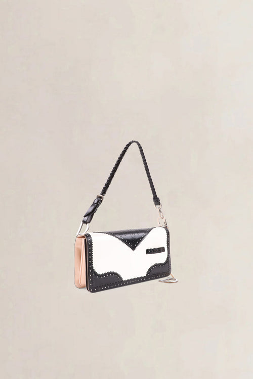 Christian Dior Black & White D-Trick Patent Shoulder Bag