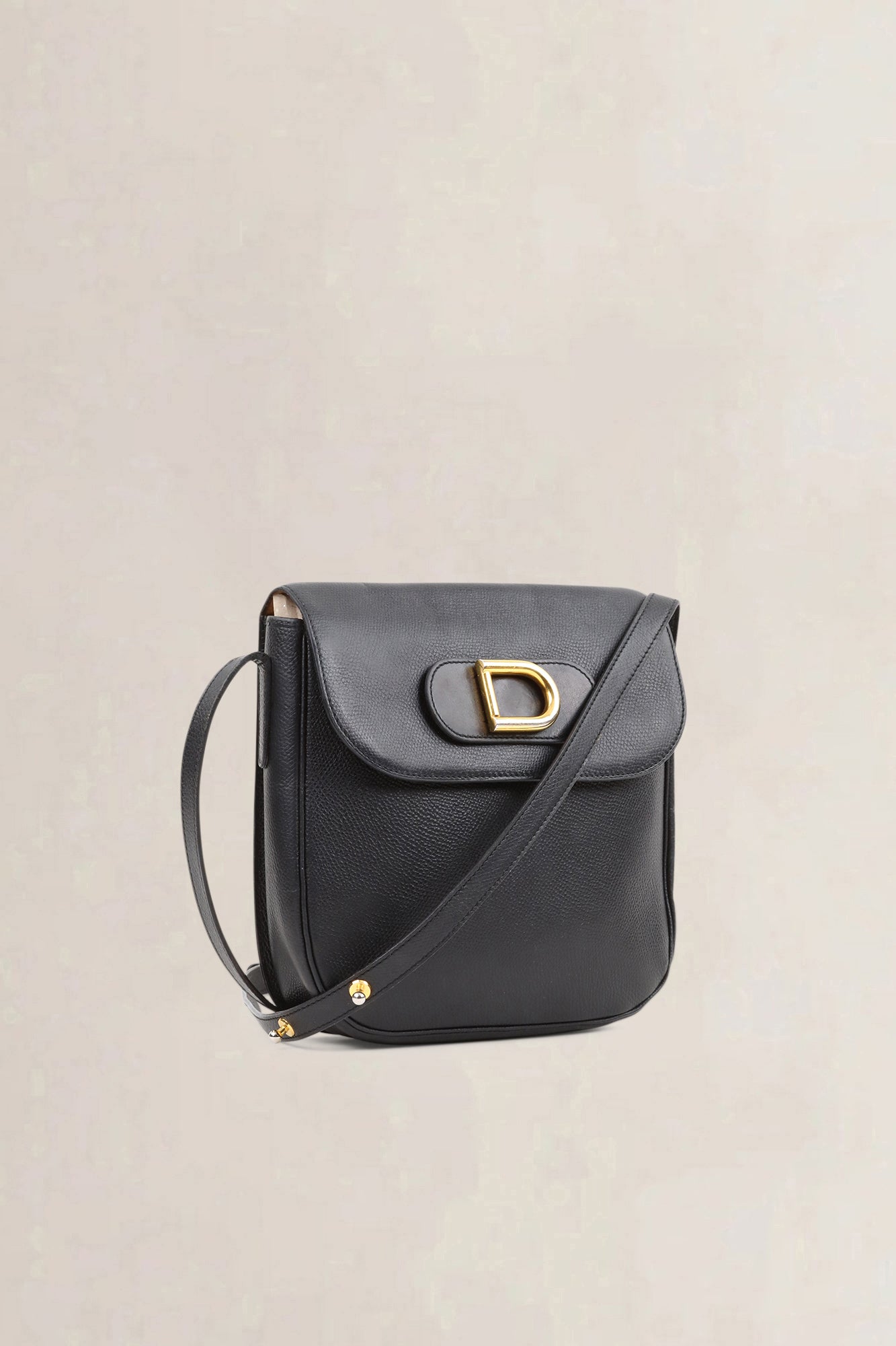 Delvaux Black Leather "D" Crossbody Bag
