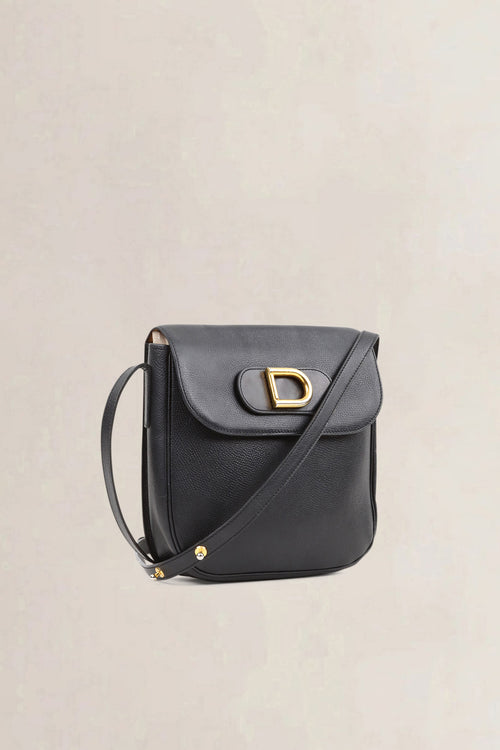Delvaux Black Leather "D" Crossbody Bag