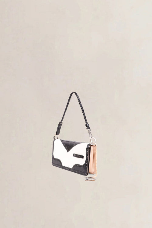 Christian Dior Black & White D-Trick Patent Shoulder Bag