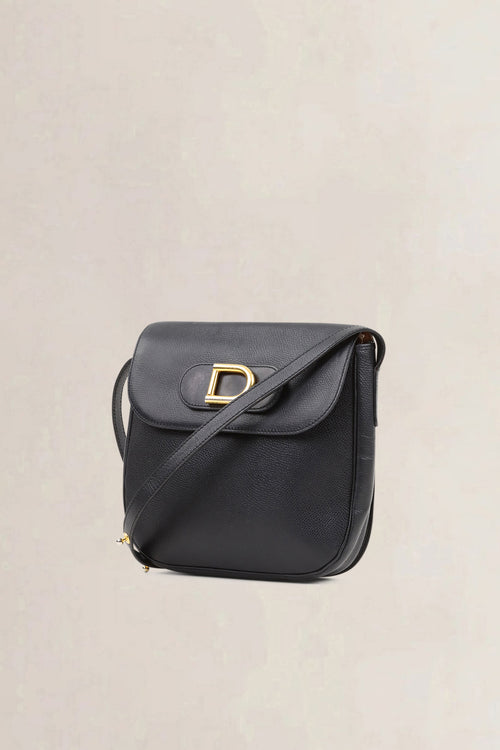 Delvaux Black Leather "D" Crossbody Bag
