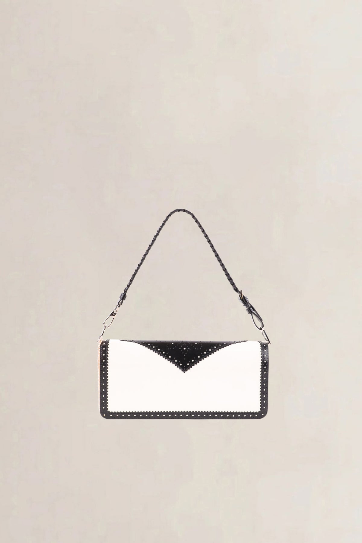 Christian Dior Black & White D-Trick Patent Shoulder Bag
