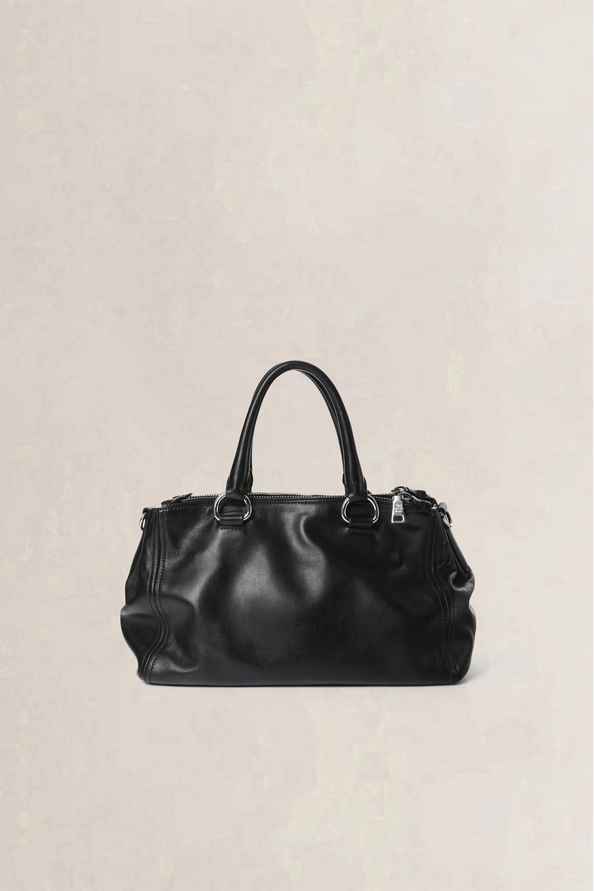 Prada Black Soft Calf Galleria Double Zip Medium Crossbody Bag