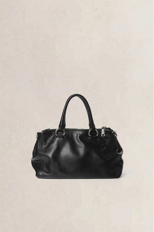 Prada Black Soft Calf Galleria Double Zip Medium Crossbody Bag
