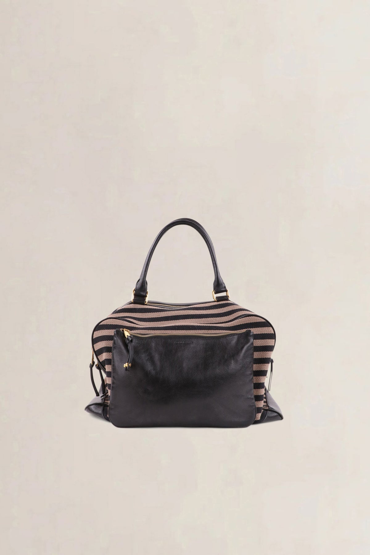 Sonia Rykiel Brown & Black Striped Top Handle Bag
