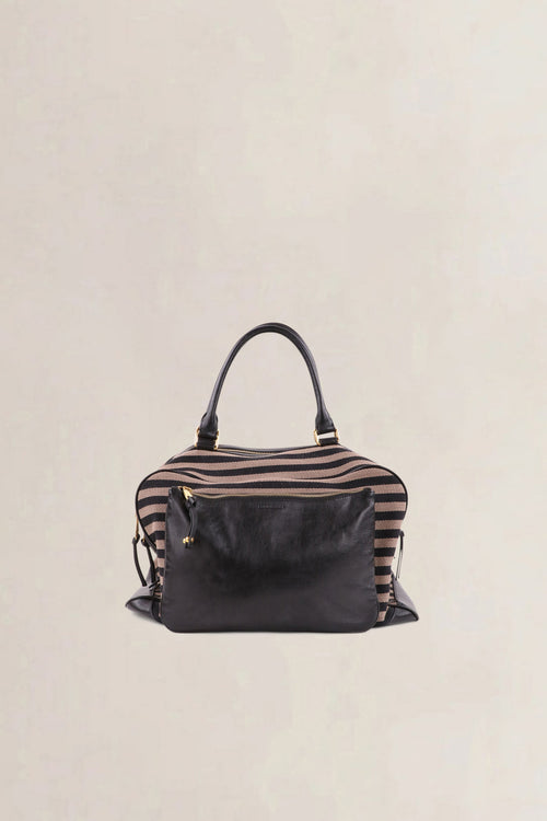 Sonia Rykiel Brown & Black Striped Top Handle Bag