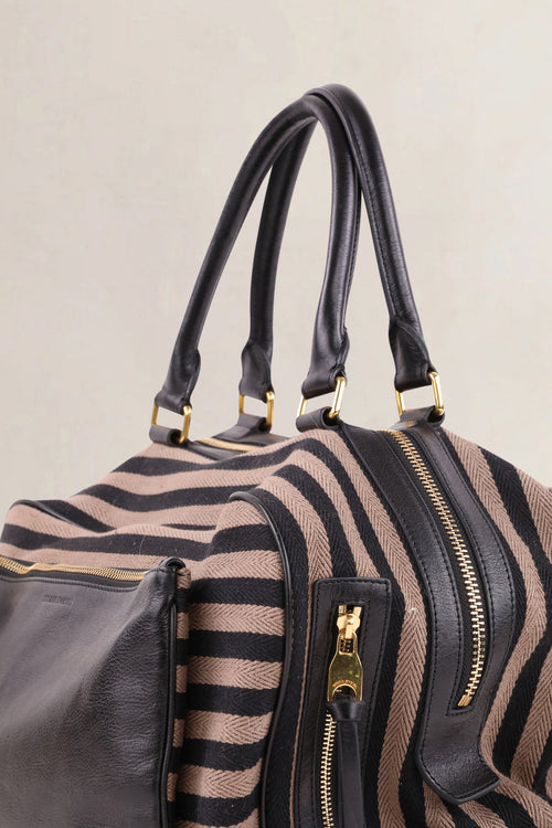 Sonia Rykiel Brown & Black Striped Top Handle Bag