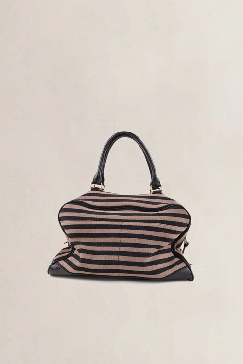 Sonia Rykiel Brown & Black Striped Top Handle Bag