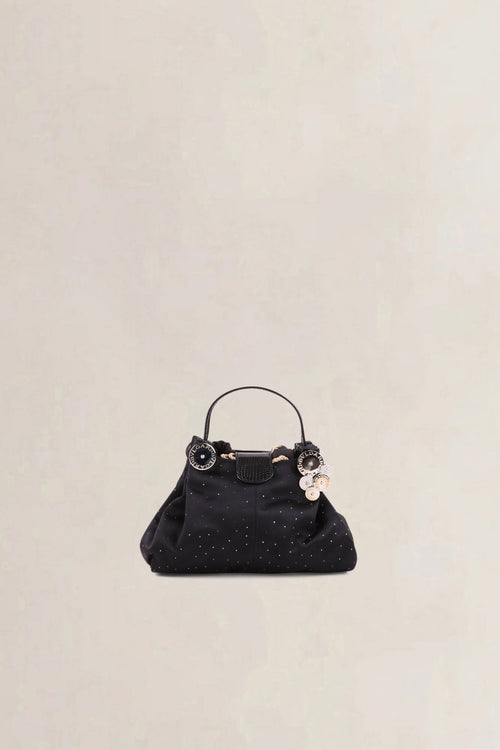 Bvlgari Black Satin Cicladi Top Handle Bag