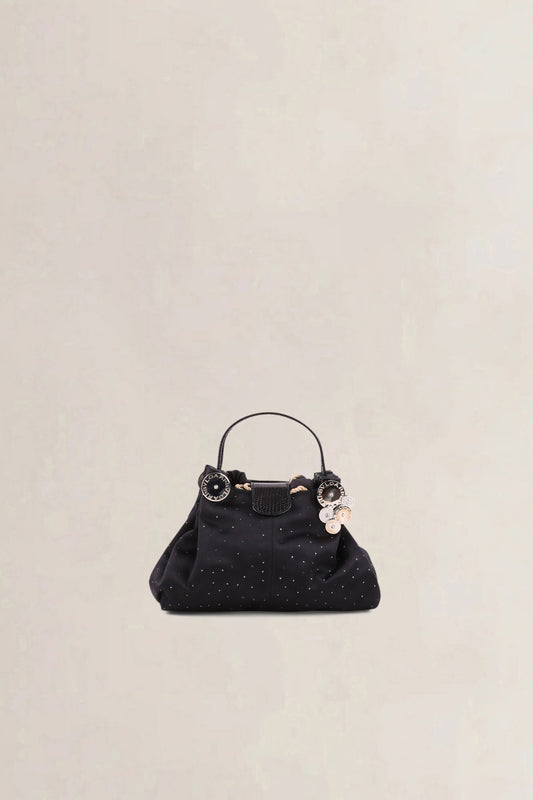 Bvlgari Black Satin Cicladi Top Handle Bag