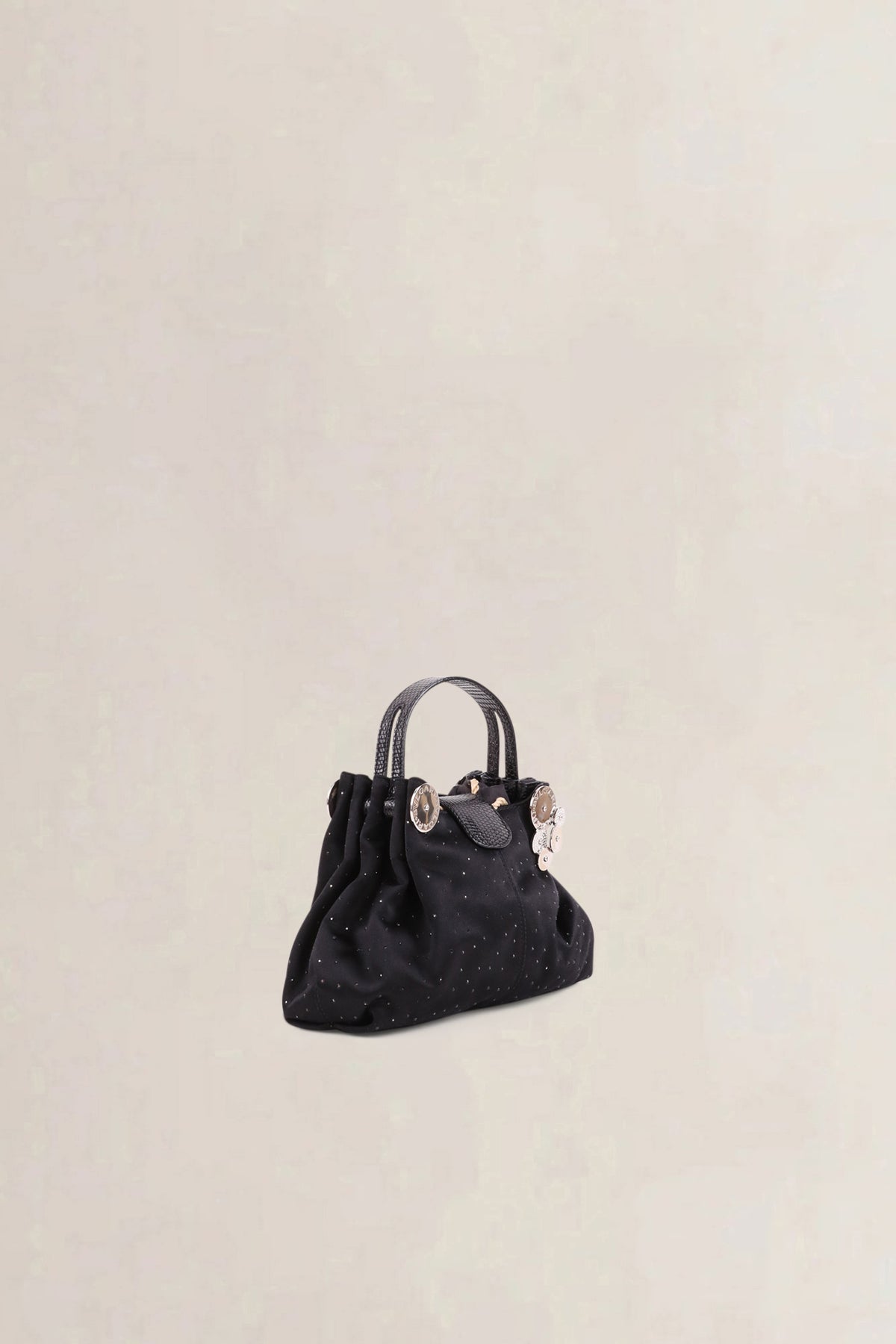Bvlgari Black Satin Cicladi Top Handle Bag