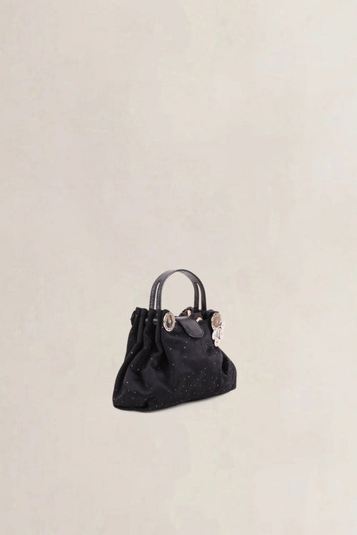 Bvlgari Black Satin Cicladi Top Handle Bag