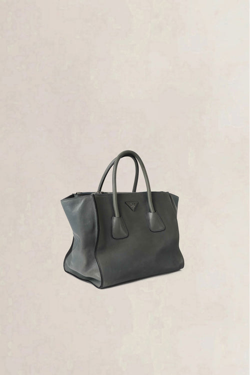 Prada Blue Twin Pocket Glacé Calf Crossbody Bag