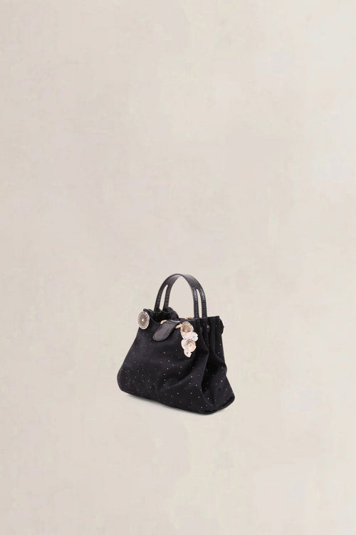 Bvlgari Black Satin Cicladi Top Handle Bag