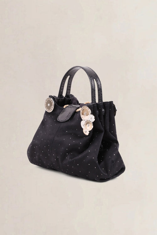 Bvlgari Black Satin Cicladi Top Handle Bag