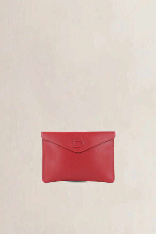 Delvaux Light Rosso Jumping Calf Envelope Clutch