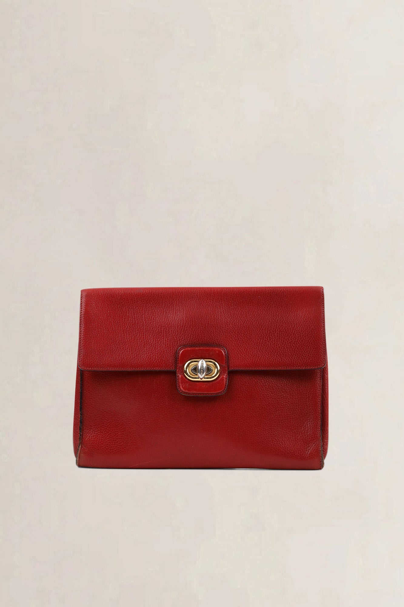 Delvaux Red Leather Turnlock — preloved