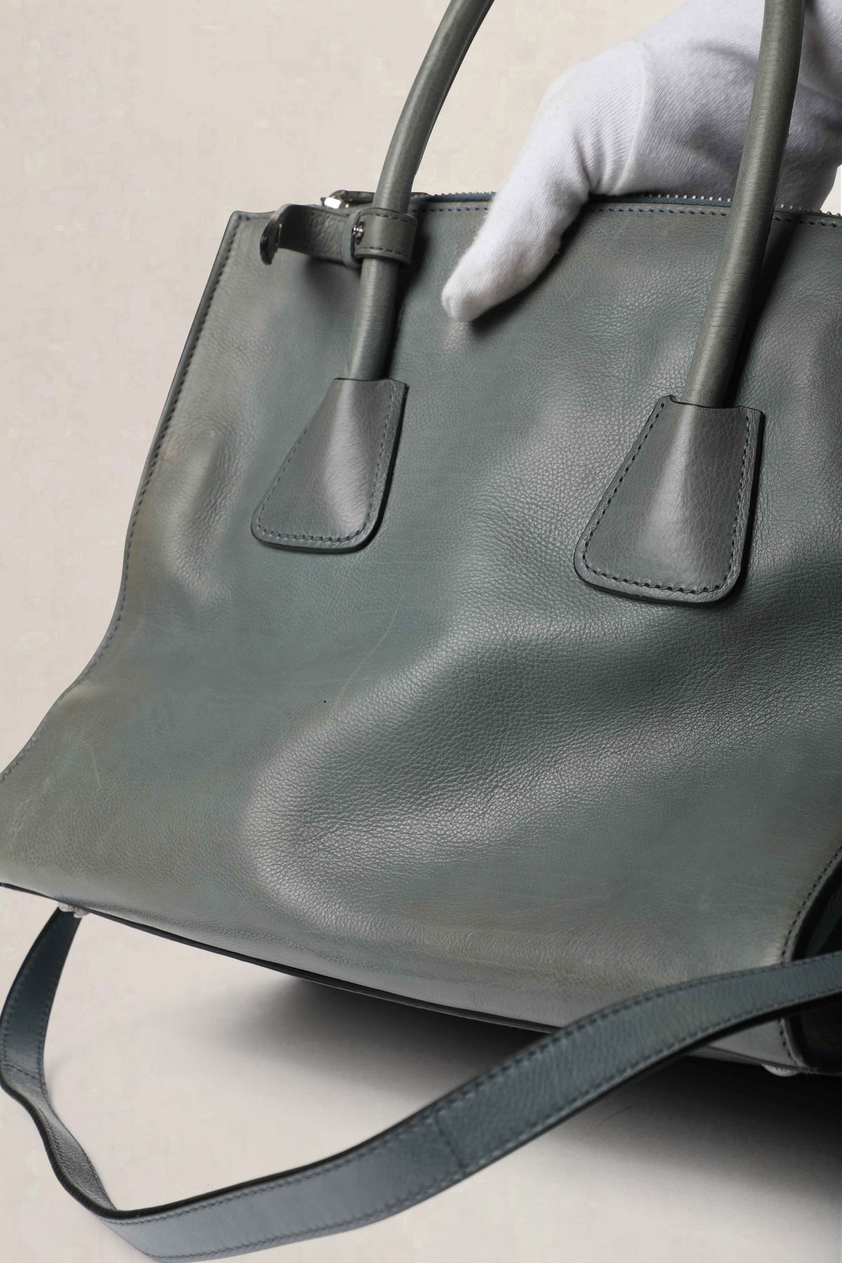Prada Blue Twin Pocket Glacé Calf Crossbody Bag