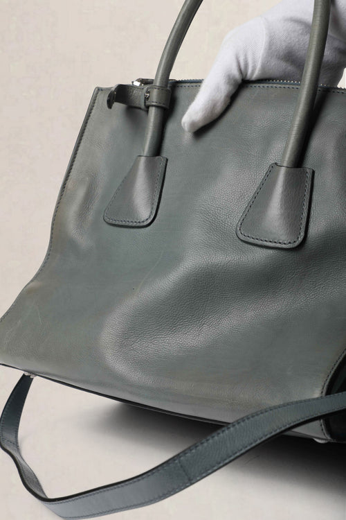 Prada Blue Twin Pocket Glacé Calf Crossbody Bag