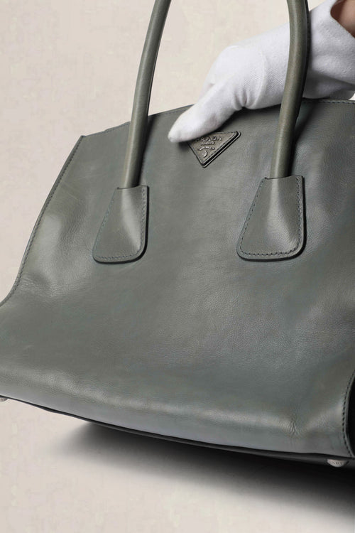 Prada Blue Twin Pocket Glacé Calf Crossbody Bag