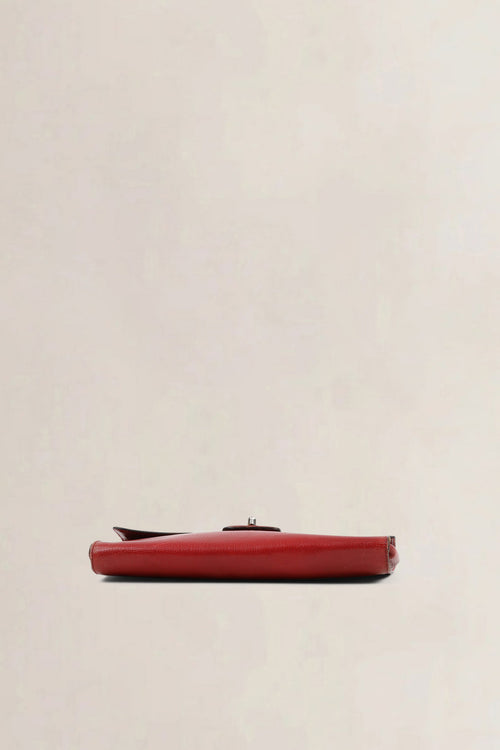 Delvaux Red Leather Turnlock Clutch