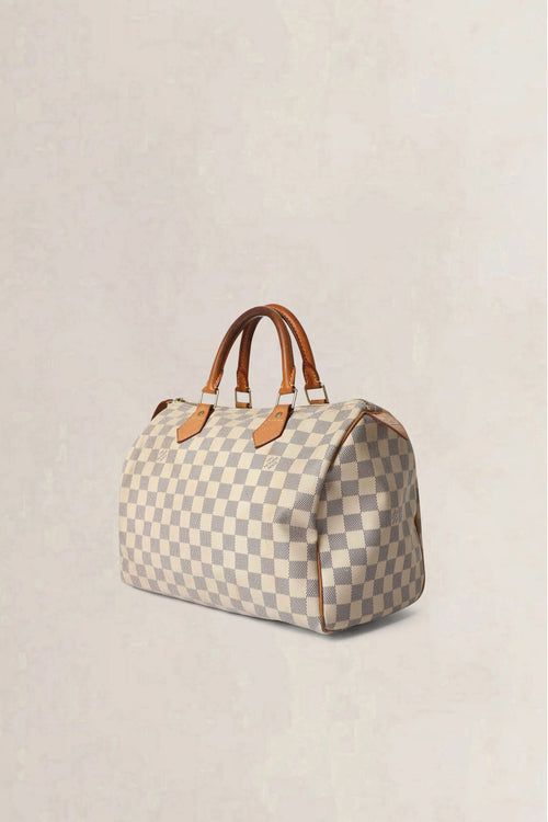 Louis Vuitton White Speedy 30 Damier Azur Top Handle Bag