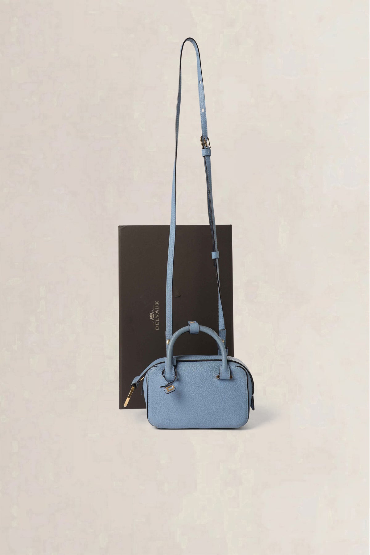 Delvaux Blue Cool Box Nano Taurillon Soft Crossbody Bag