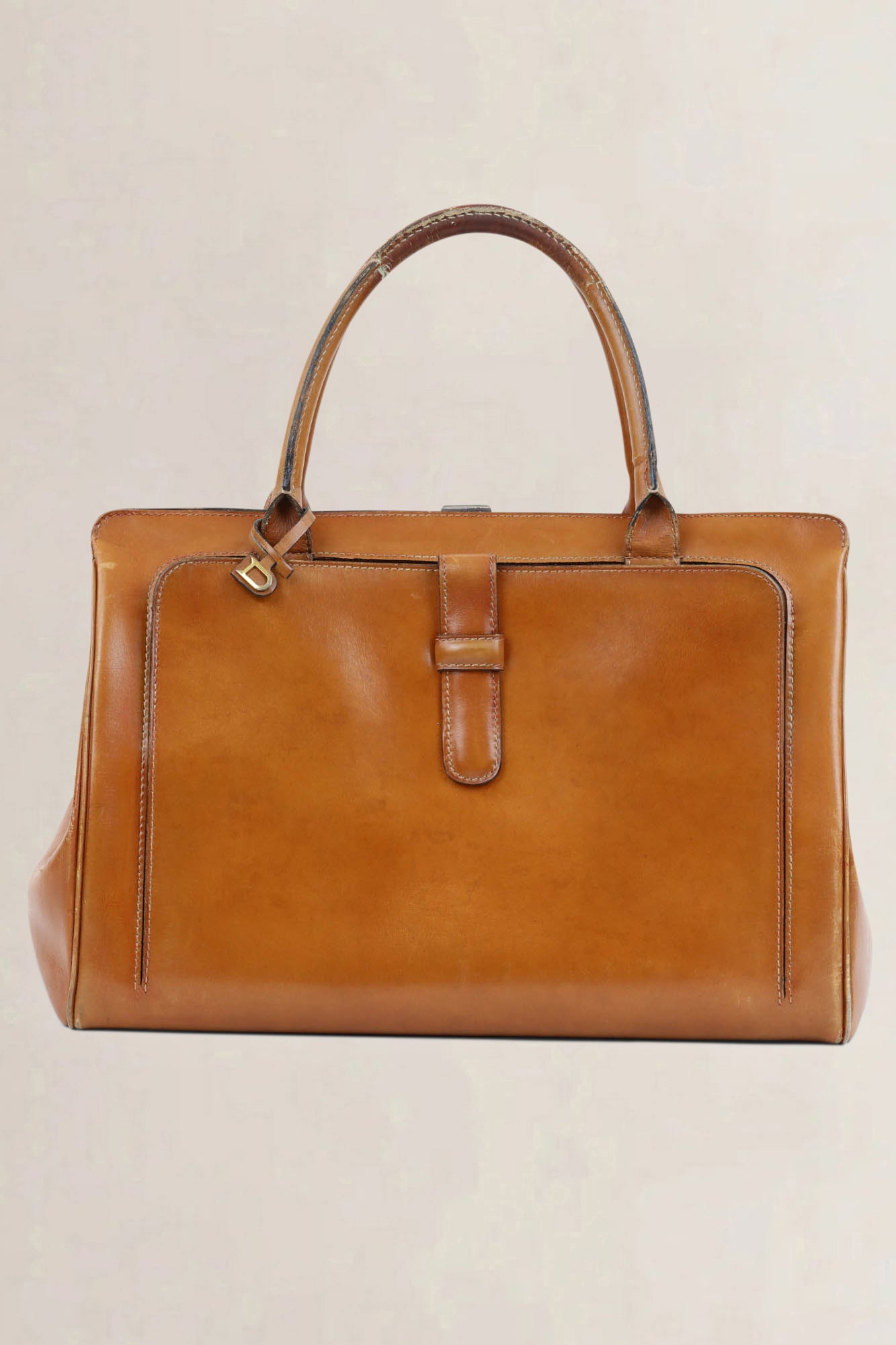 Delvaux Vintage Cognac Top Handle Bag
