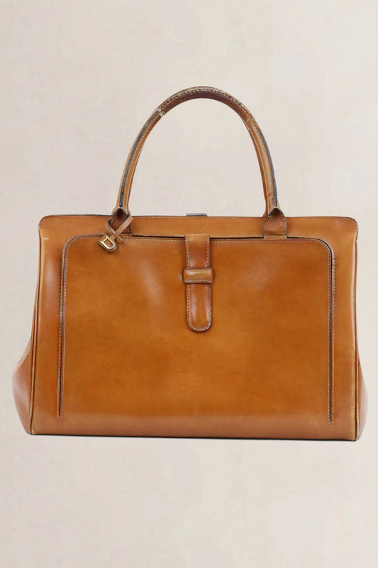 Delvaux Vintage Cognac Top Handle Bag