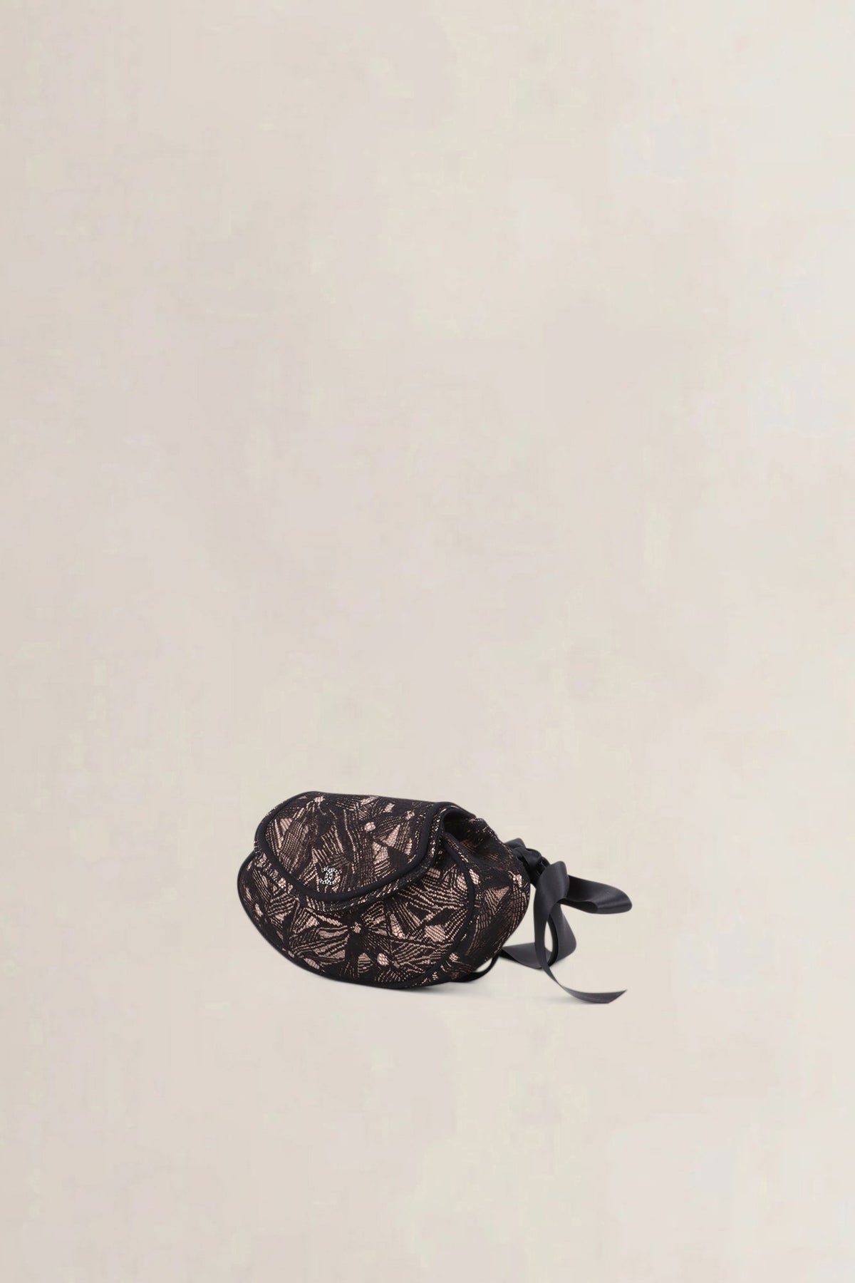 Chanel Vintage Black Lace Ribbon Clutch