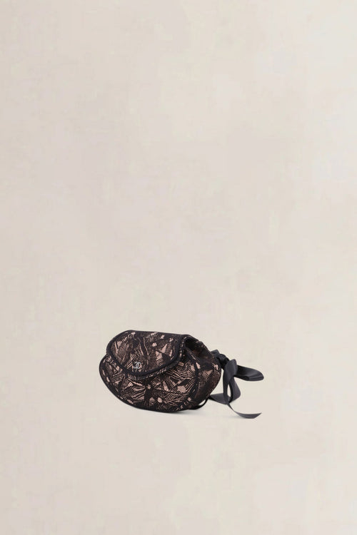 Chanel Vintage Black Lace Ribbon Clutch
