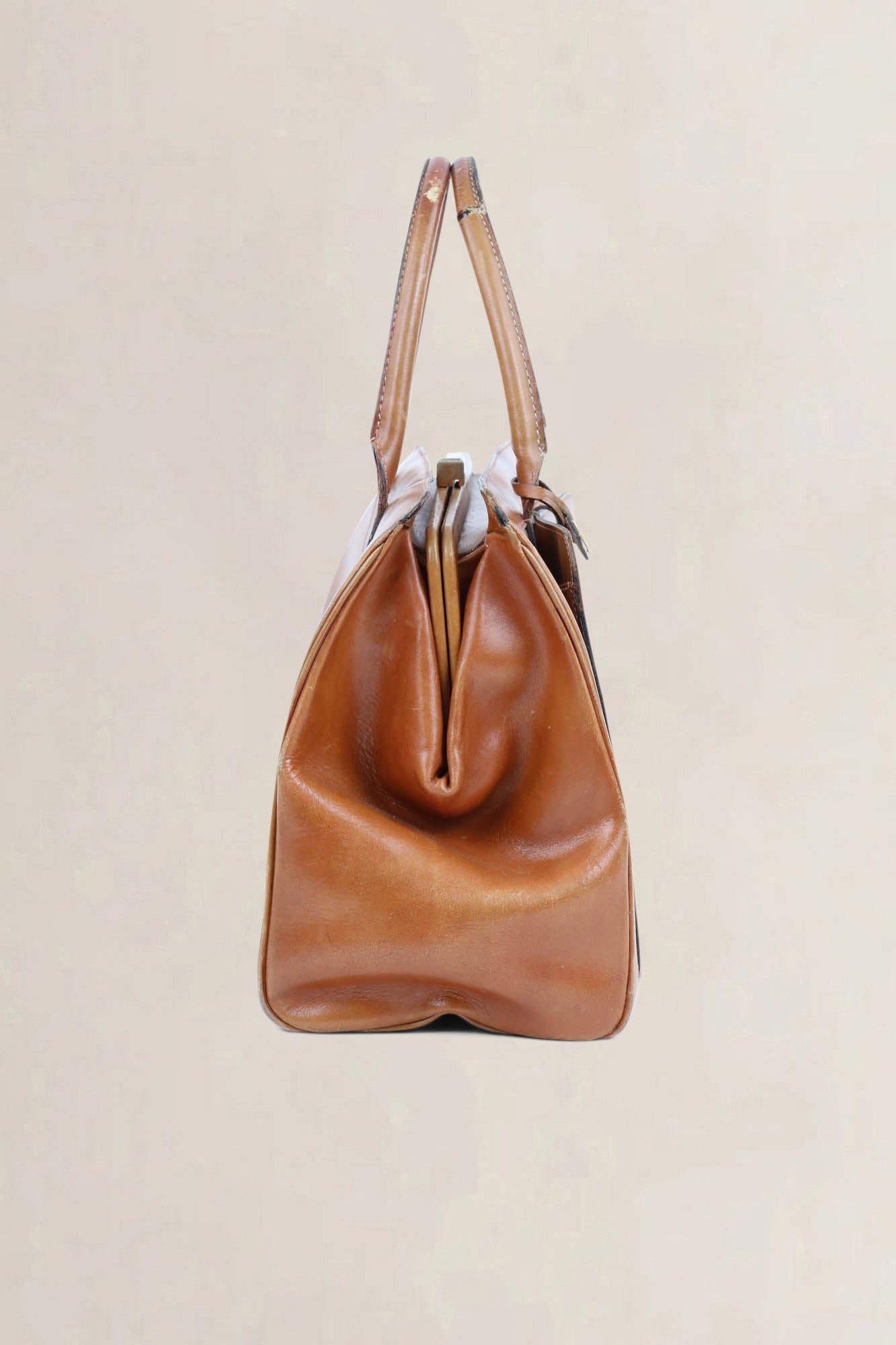 Delvaux Vintage Cognac Top Handle Bag