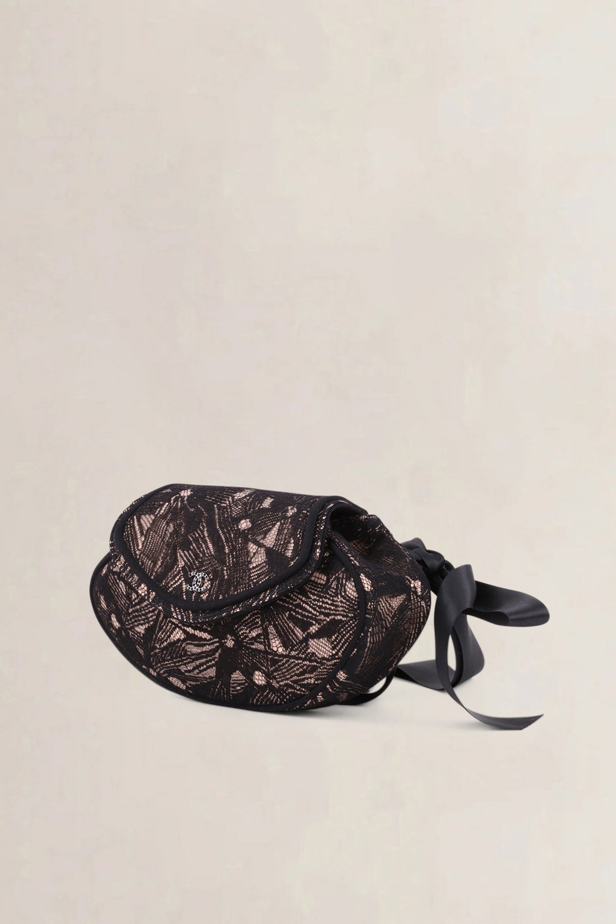 Chanel Vintage Black Lace Ribbon Clutch