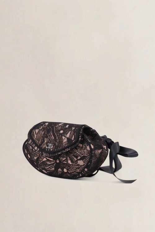 Chanel Vintage Black Lace Ribbon Clutch