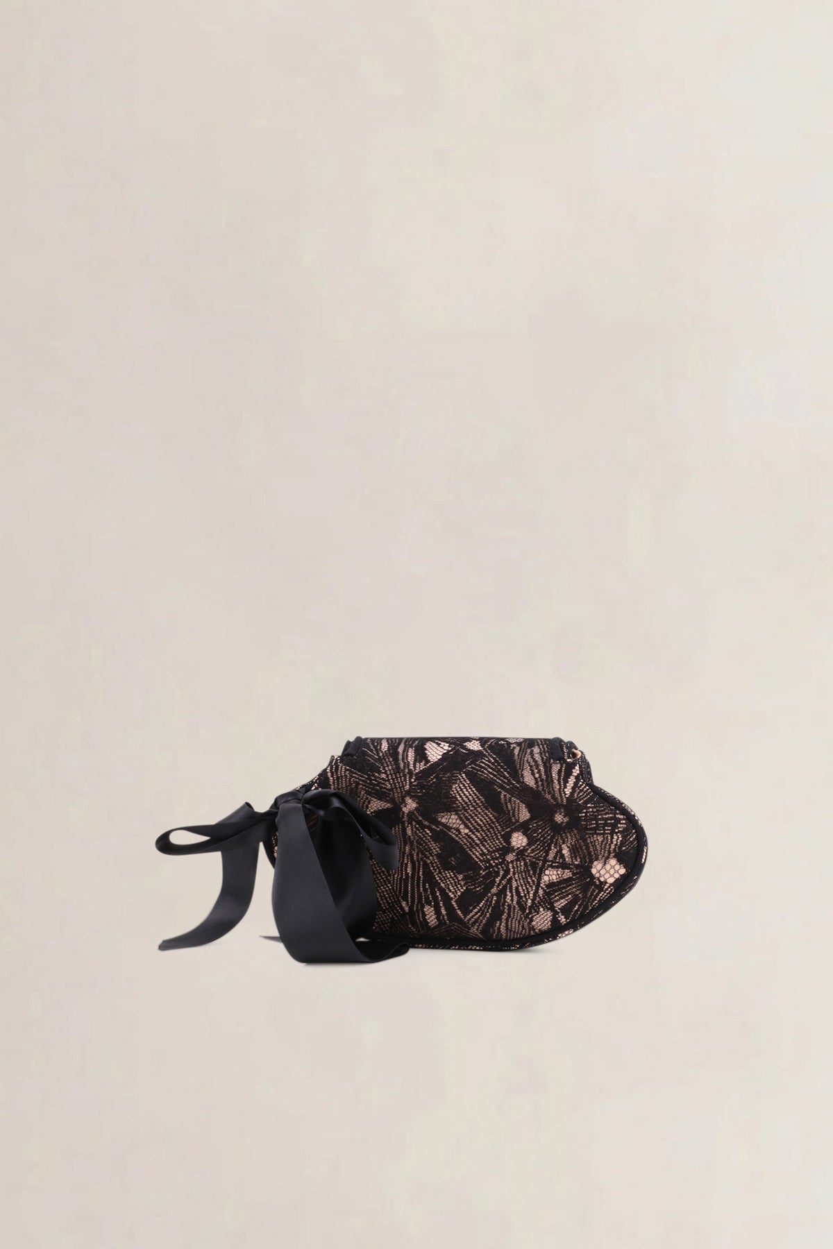 Chanel Vintage Black Lace Ribbon Clutch