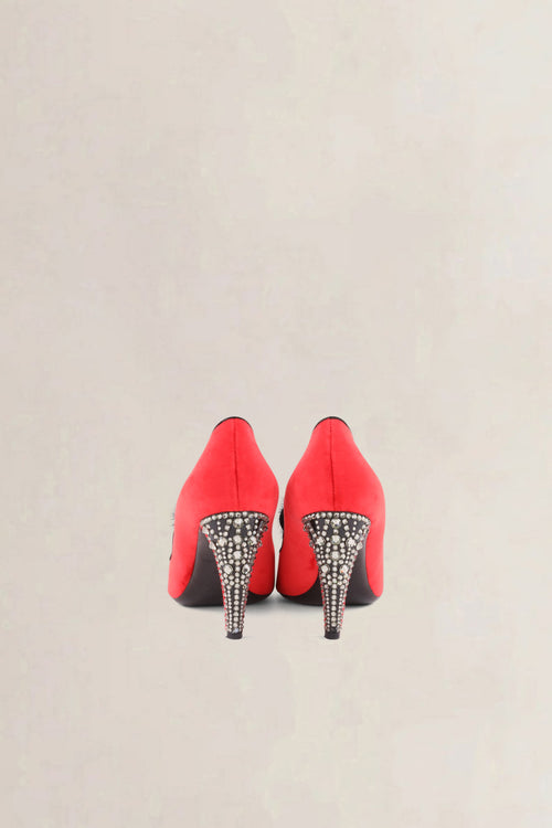 Louis Vuitton Red Velvet Pompom Peep Toe Pumps